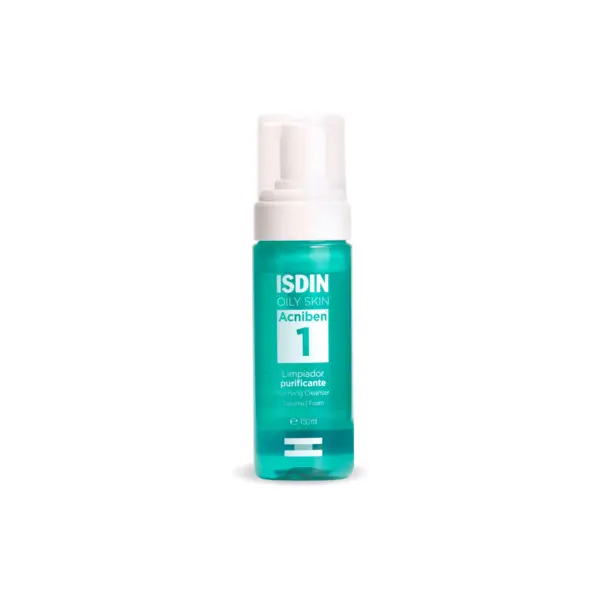 ISDIN Acniben Purifying Cleansing Foam 150ml cleanser for oily and acne-prone skin, removes excess oil and impurities